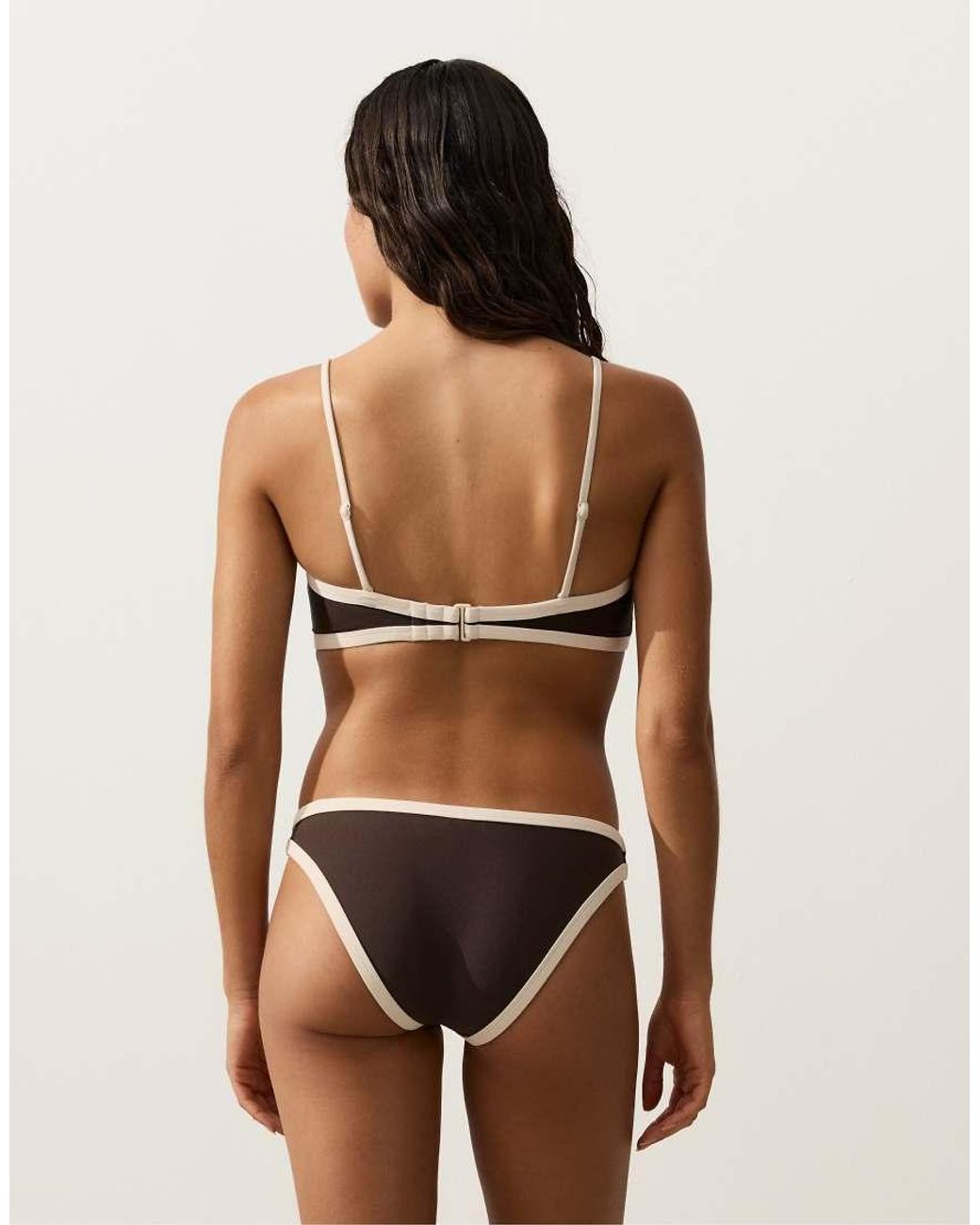 Oysho Black Contrast Trim Bandeau Bikini