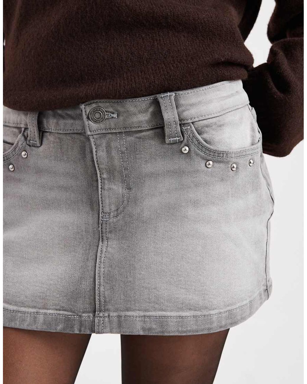 Cotton On Multicolor Studded Denim Mini Skirt