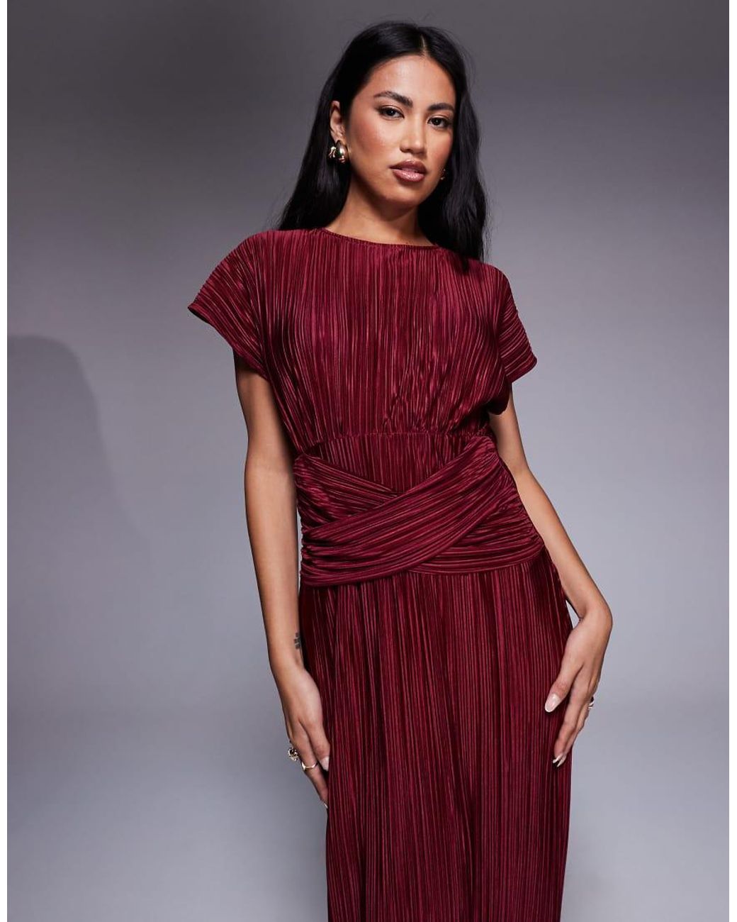 ASOS Purple Twist Front Plisse Sleeveless Maxi Dress