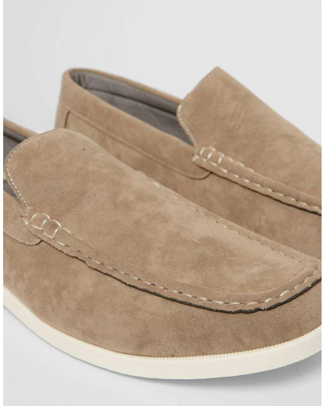 Threadbare Natural Faux Suede Slip On Loafers for men