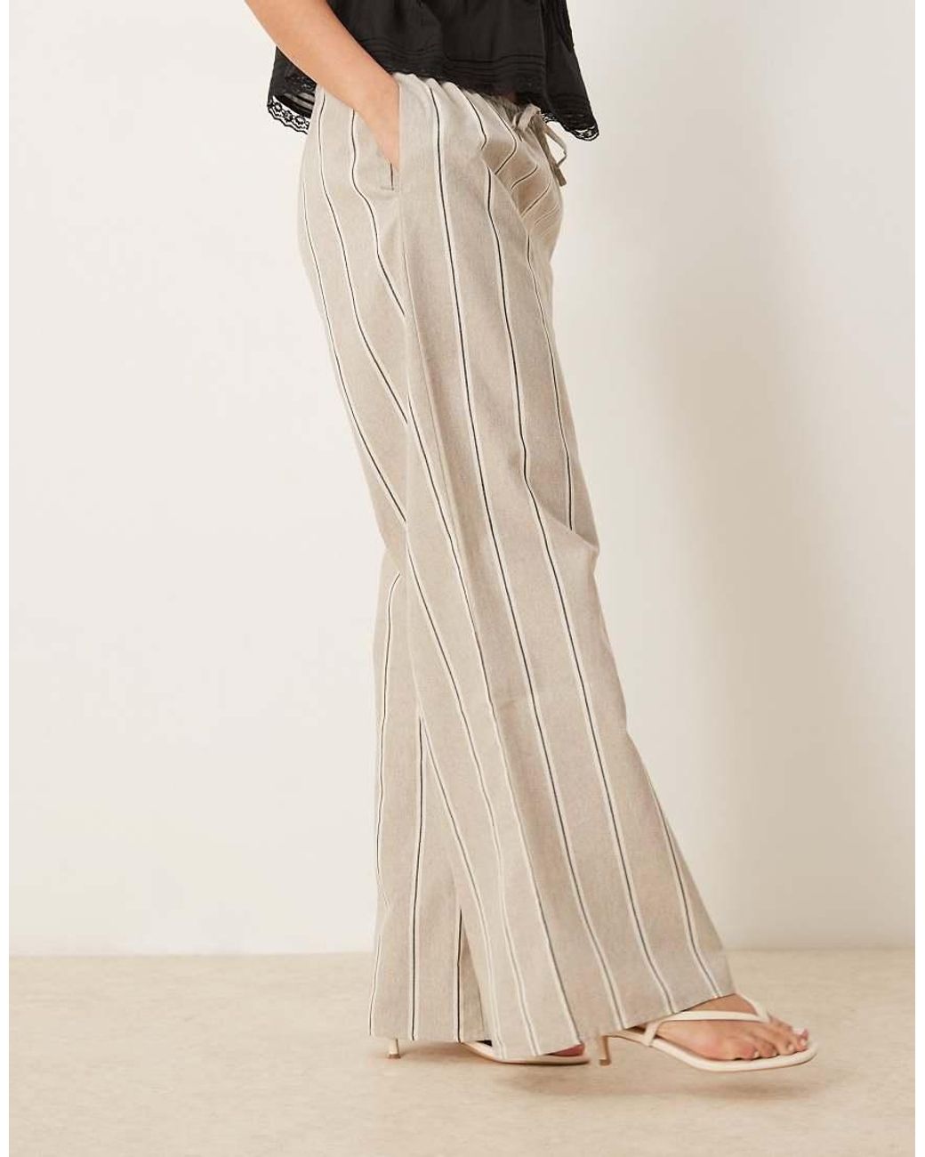 ASOS Natural Linen-look Wide Leg Pull-on Pants