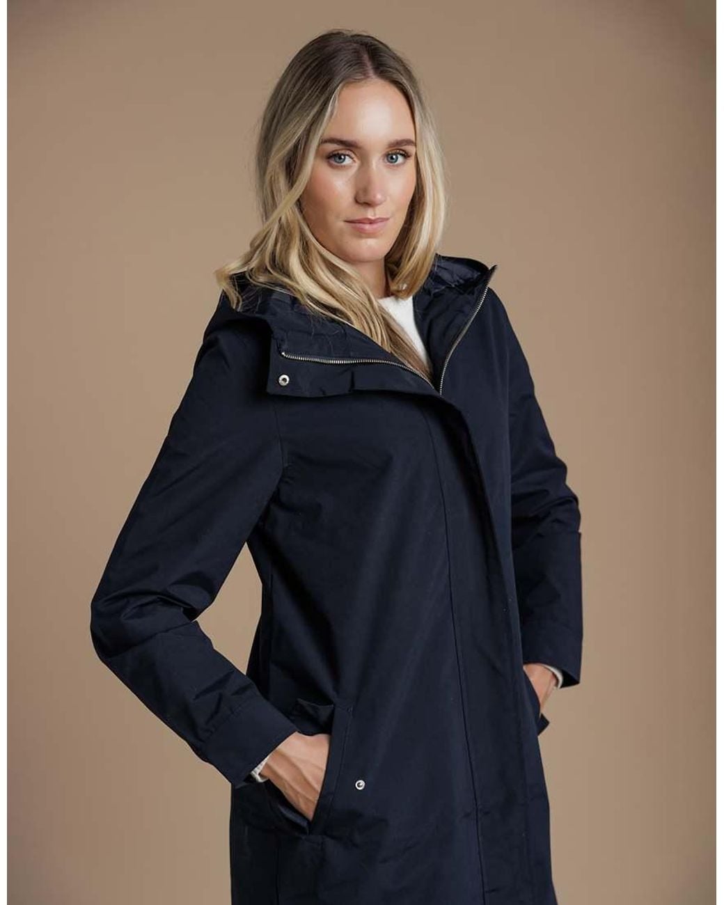French Connection Blue Longline Hooded Parka Jacket