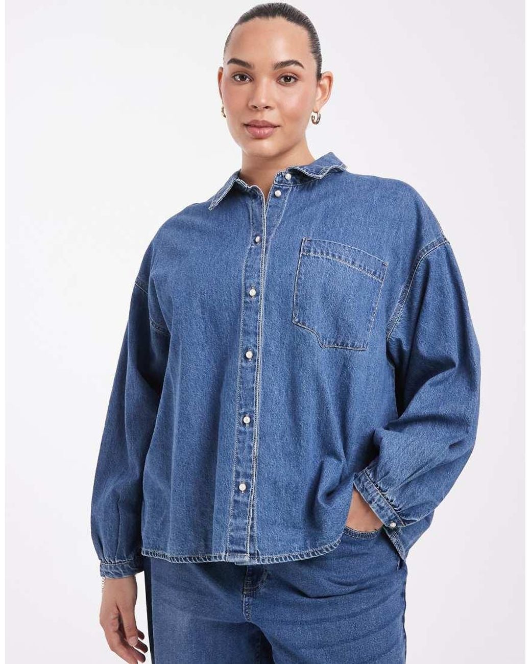 Vero Moda Blue Denim Button Up Shirt