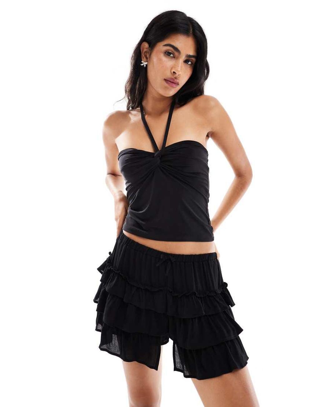 Miss Selfridge White Ruffle Bloomer Shorts