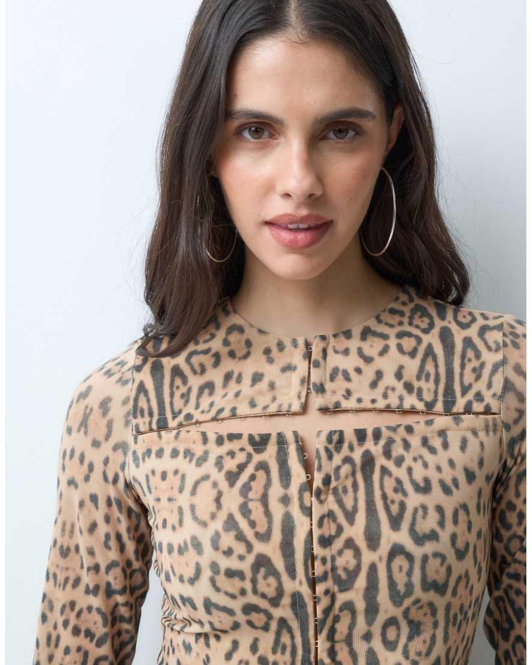 I.AM.GIA Brown Ravyn Hook And Eye Clasp Front Long Sleeve Top