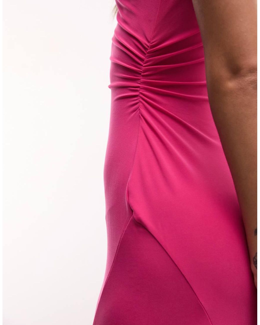 ASOS Pink V Neck Hanky Hem Midi Dress