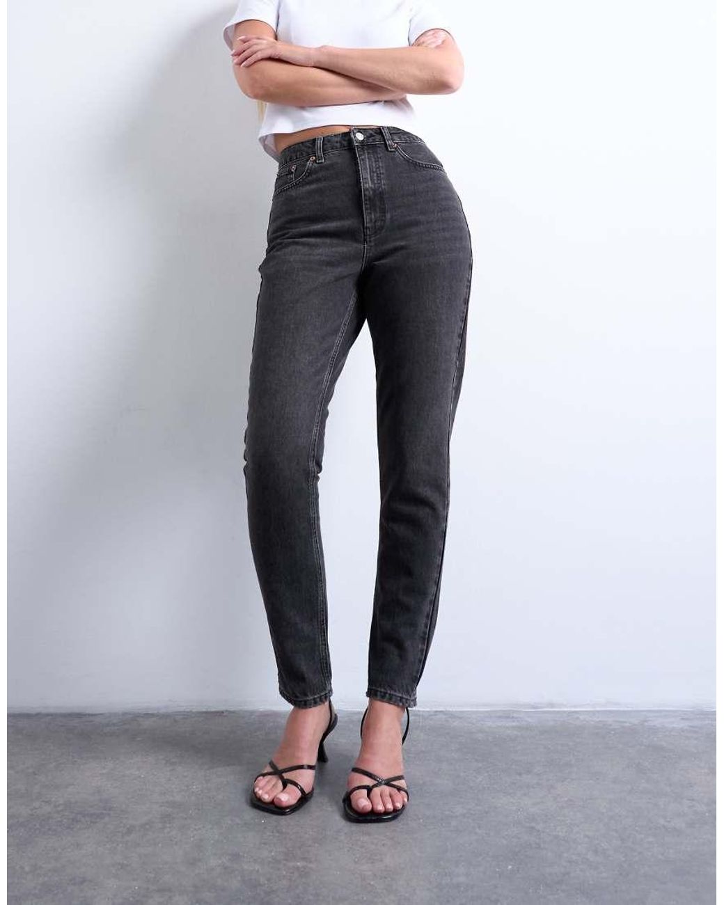 Topshop Hourglass Black Original High Rise Mom Jean