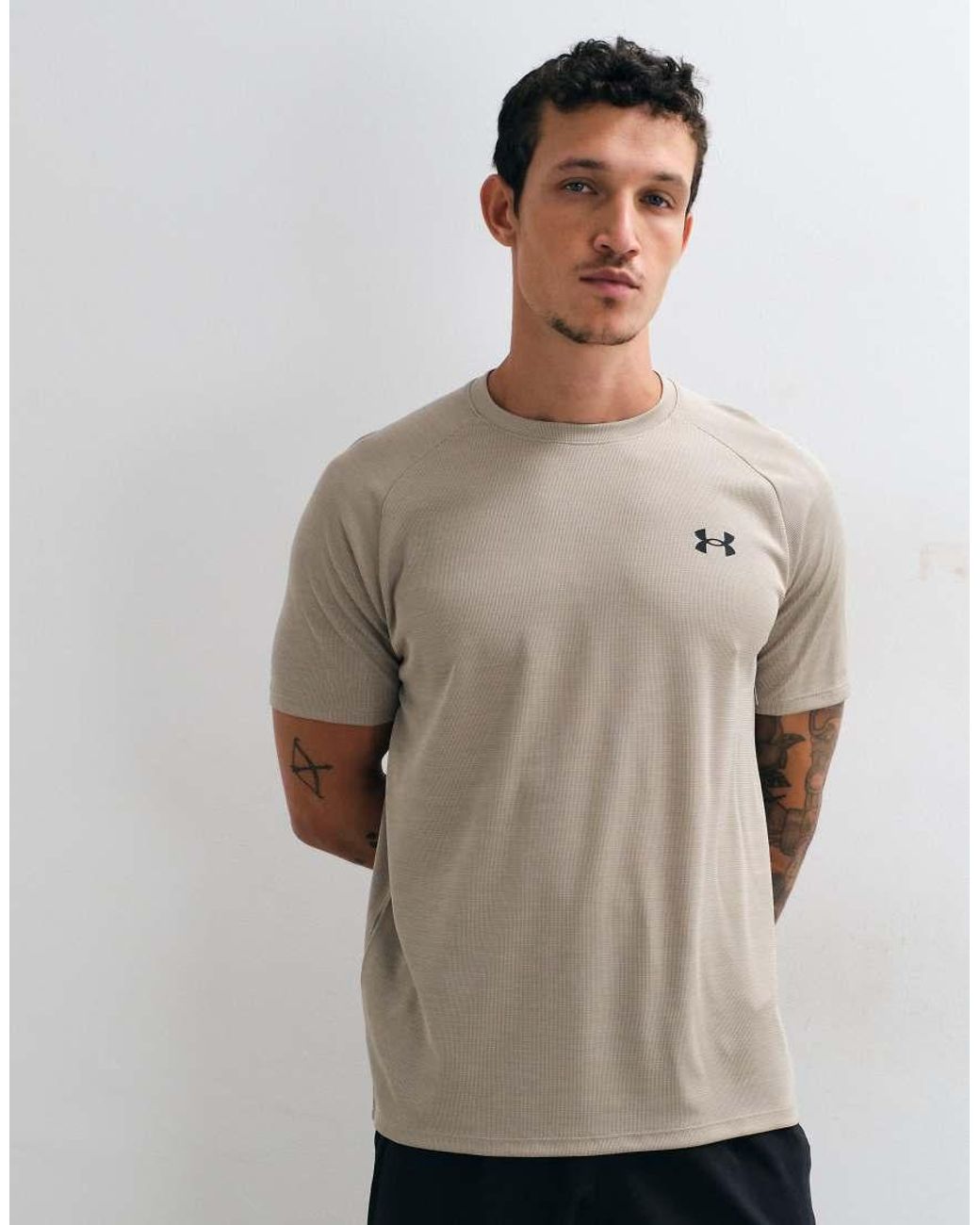 Under Armour Brown Tech Textured Short Sleeve T-Shirt for men