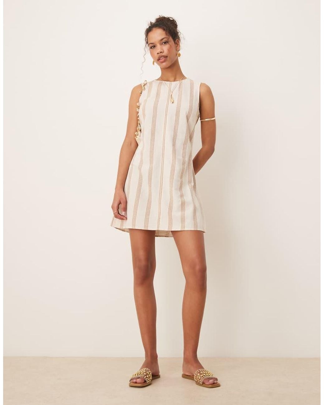 Vila Natural Linen Touch Sleeveless Mini Dress