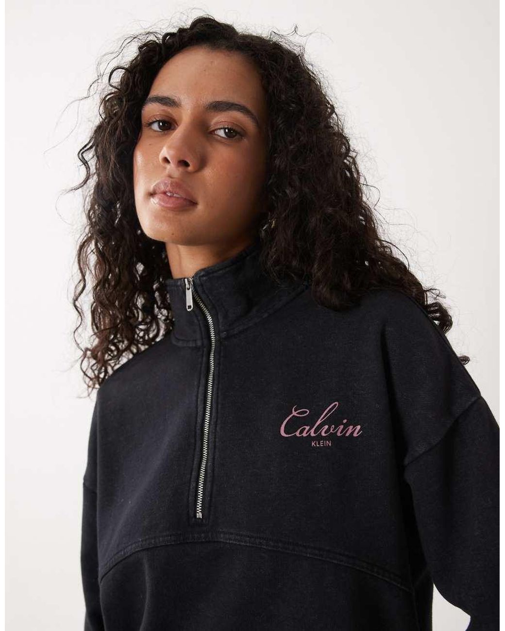 Calvin Klein Black French Terry Quarter Zip