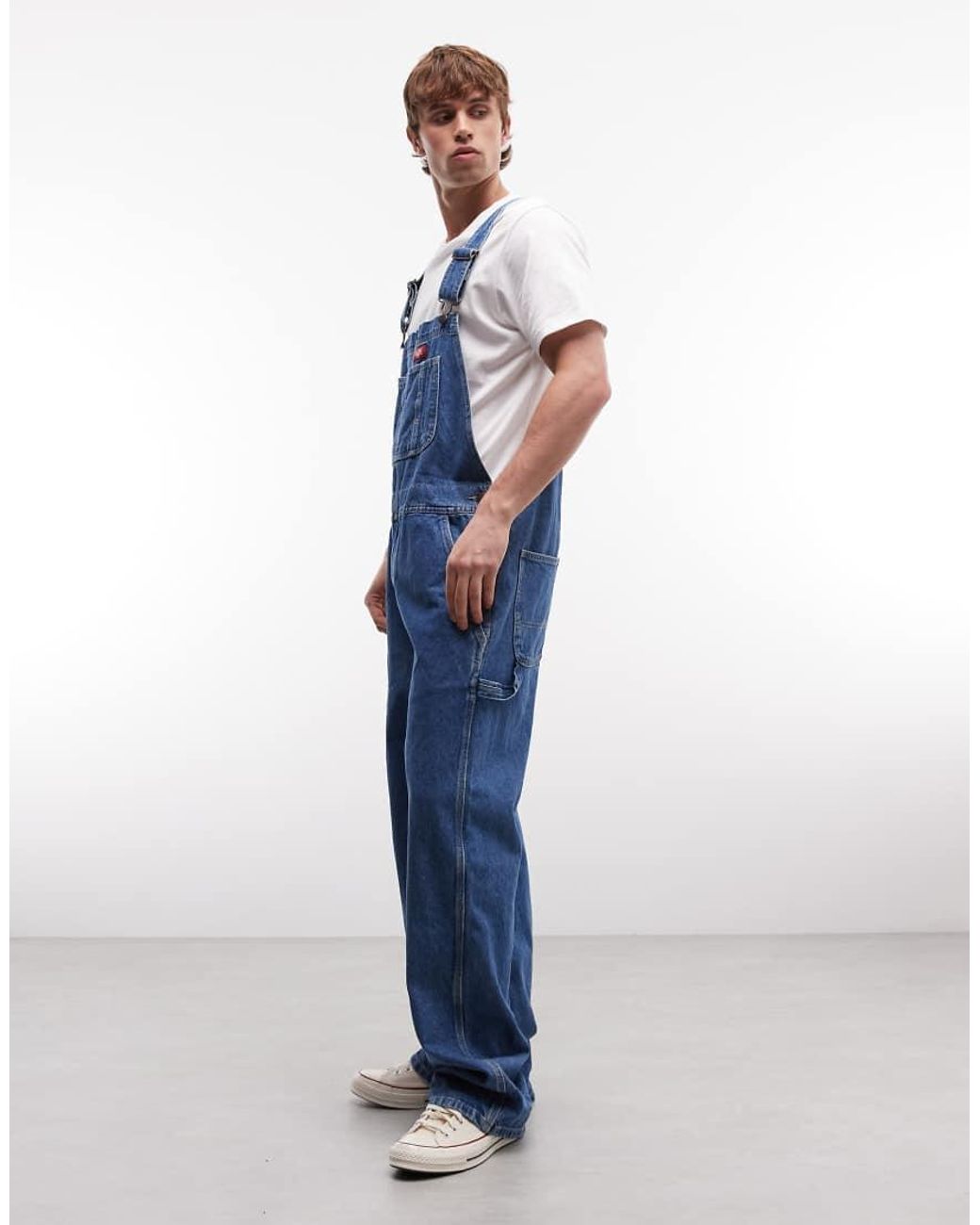 Dickies Blue Loose Denim Dungarees for men