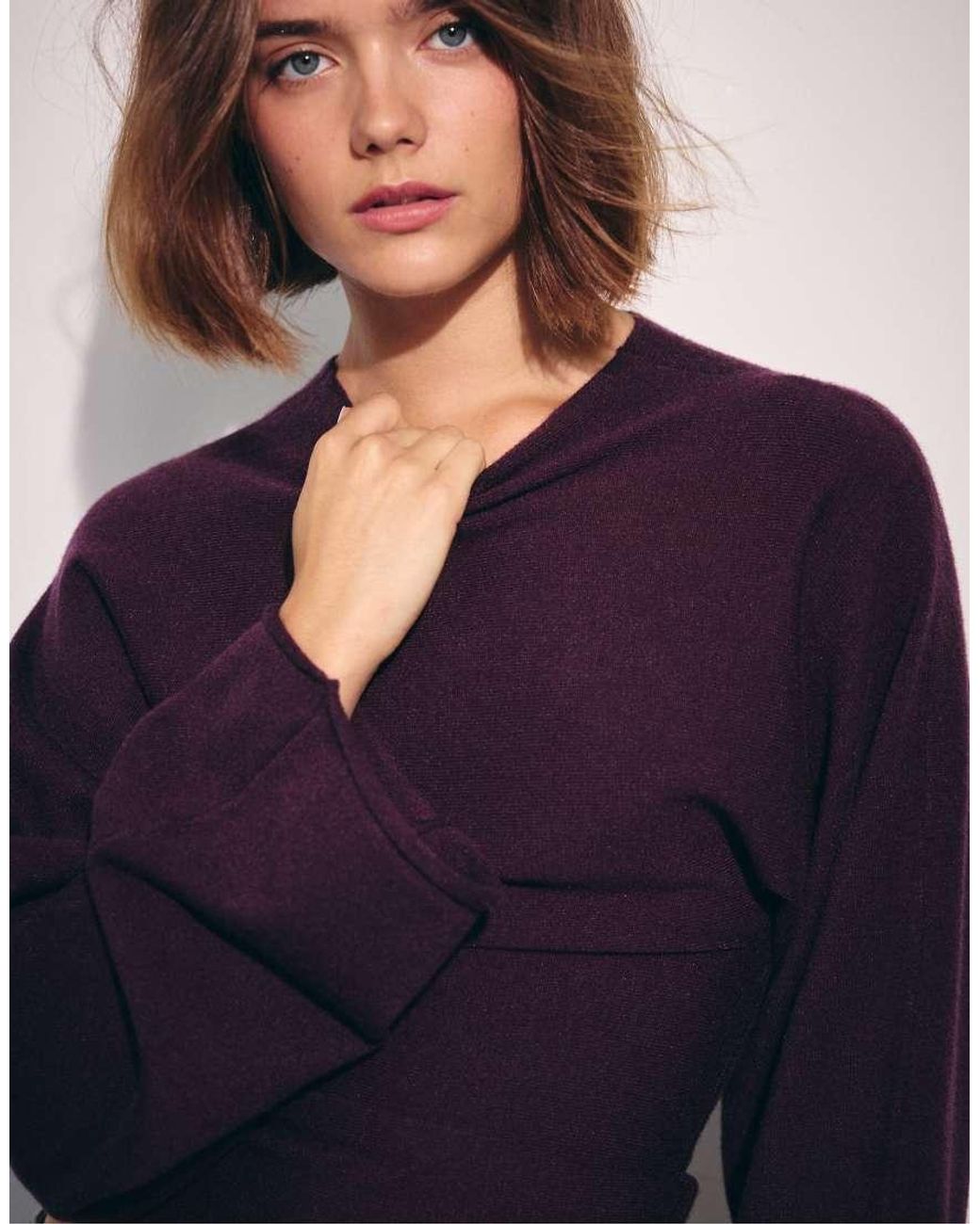 Stradivarius Blue Stand Collar Knit Jumper With Kimono Sleeves