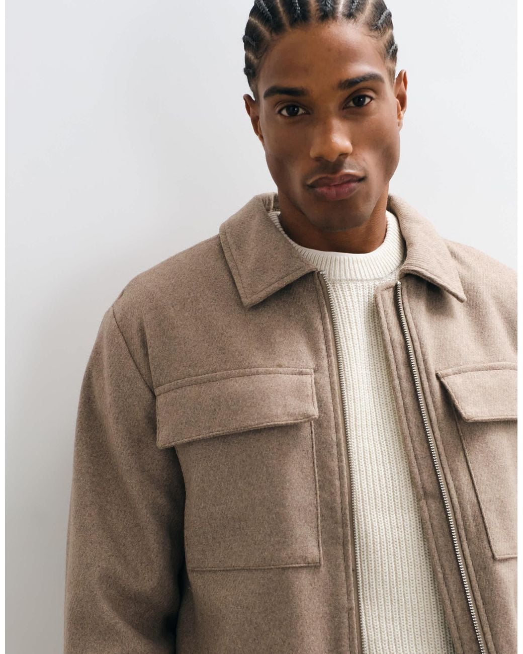 Only & Sons Brown Wool Blend Chore Jacket for men