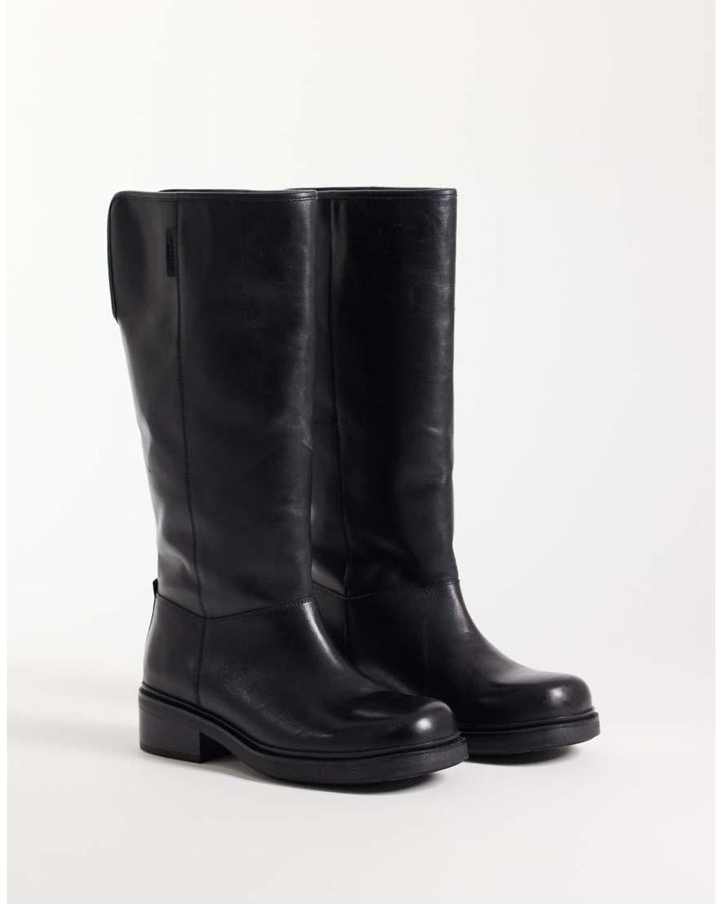 Vagabond Black Karlie Flat Knee Boots With Warm Lining
