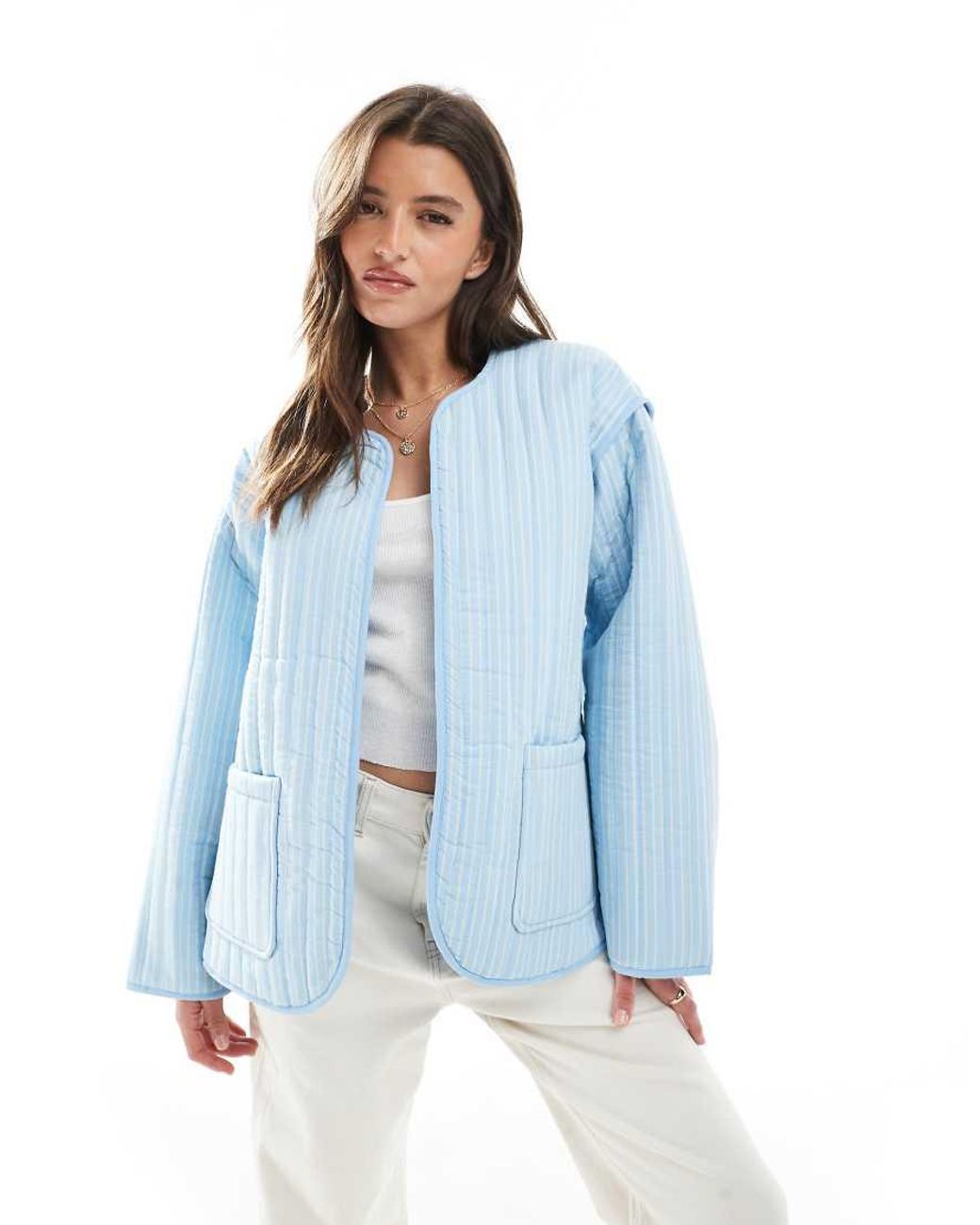 ASOS Blue Quilted Stripe Jacket