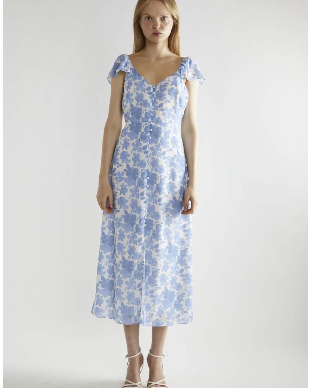 Glamorous Blue V Neck Midi Dress