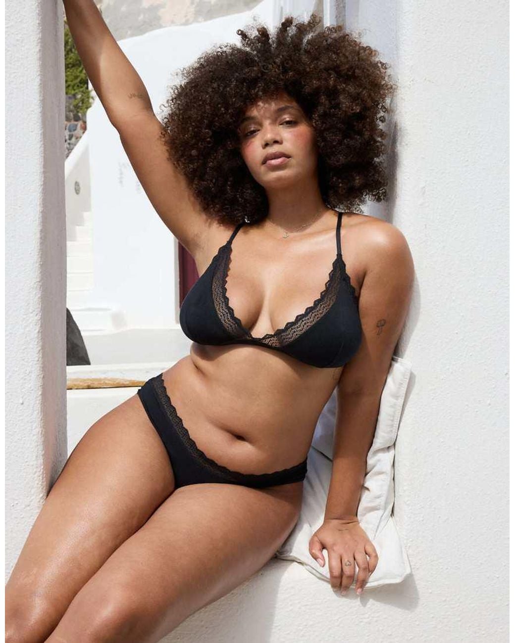 Stripe & Stare Brown Zigzag Lace Triangle Bra