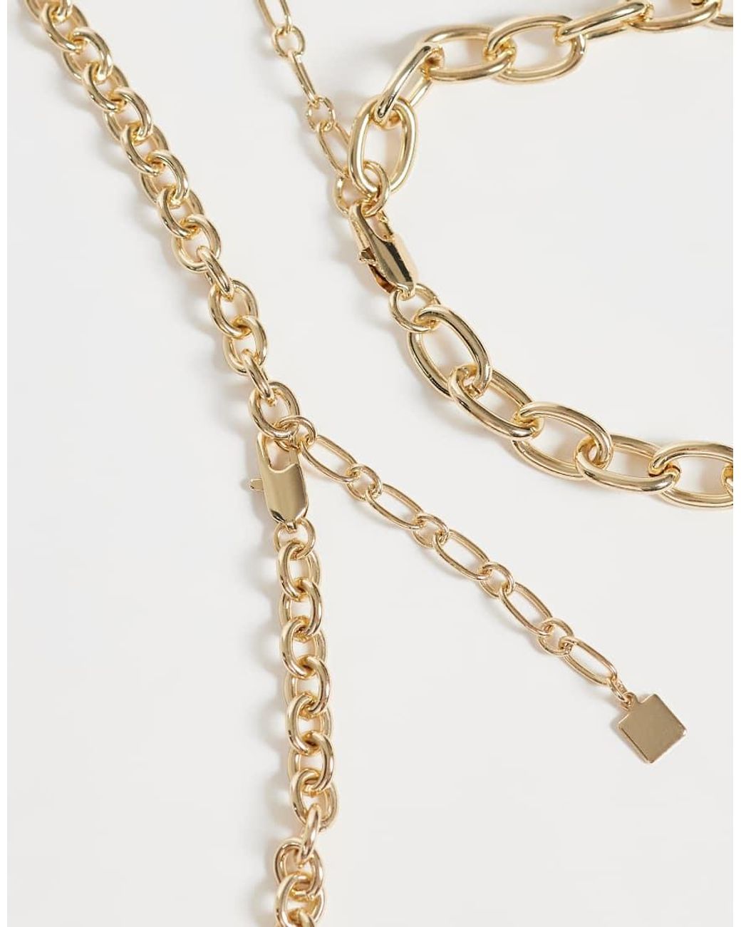 ASOS White Multi-row Chunky Chain Necklace With T-bar Pendant