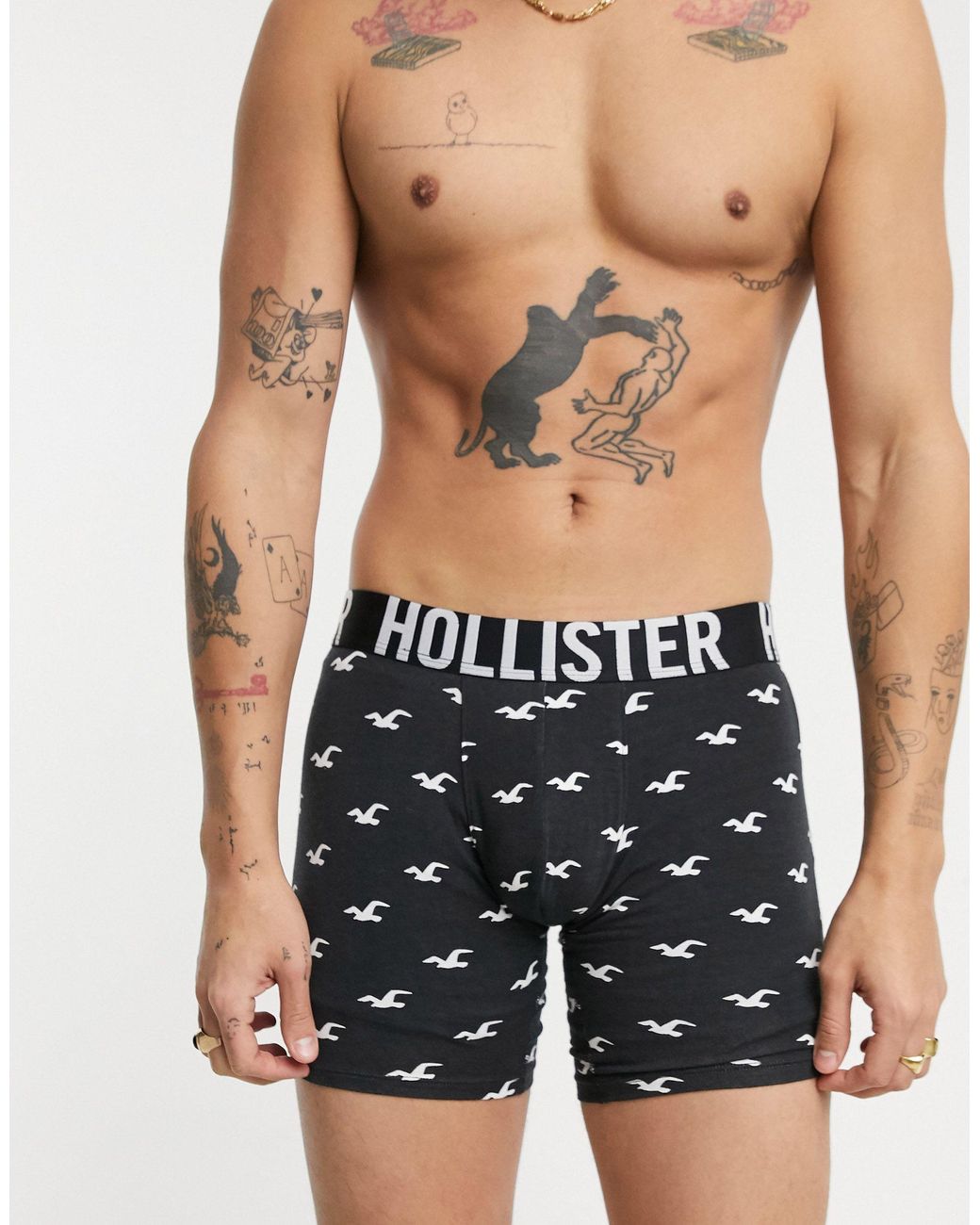 Hollister Pattern Boxers in Black for Men Lyst