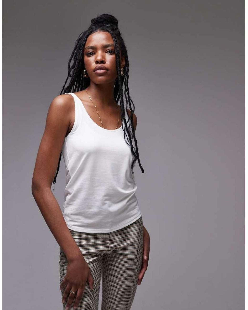 TOPSHOP Gray Slouchy Scoop Neck Tank Top