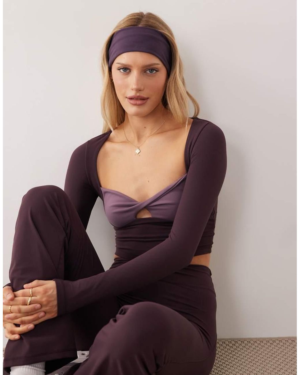 BO+TEE Purple Bo+tee Twist Front Long Sleeve Top