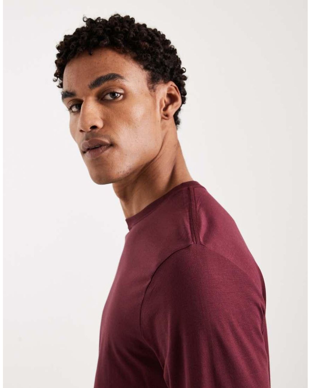 ASOS Red Premium Supima Cotton Regular Fit Long Sleeve T-shirt for men