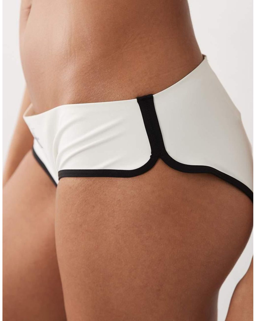 Calvin Klein White Logo Hipster Contrast Bikini Bottoms