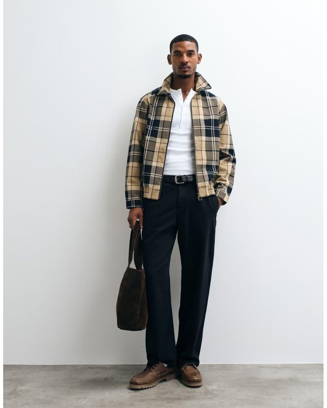 Barbour Gray Blouson Showerproof Tartan Check Jacket for men