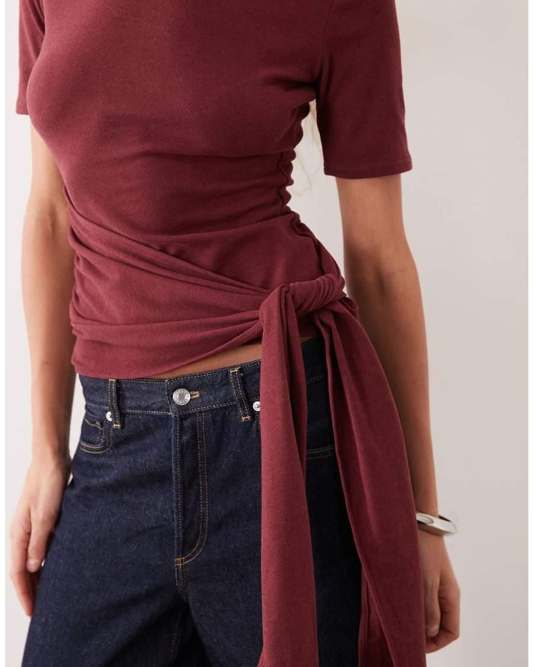ASOS Red Supersoft Wrap Tie Top