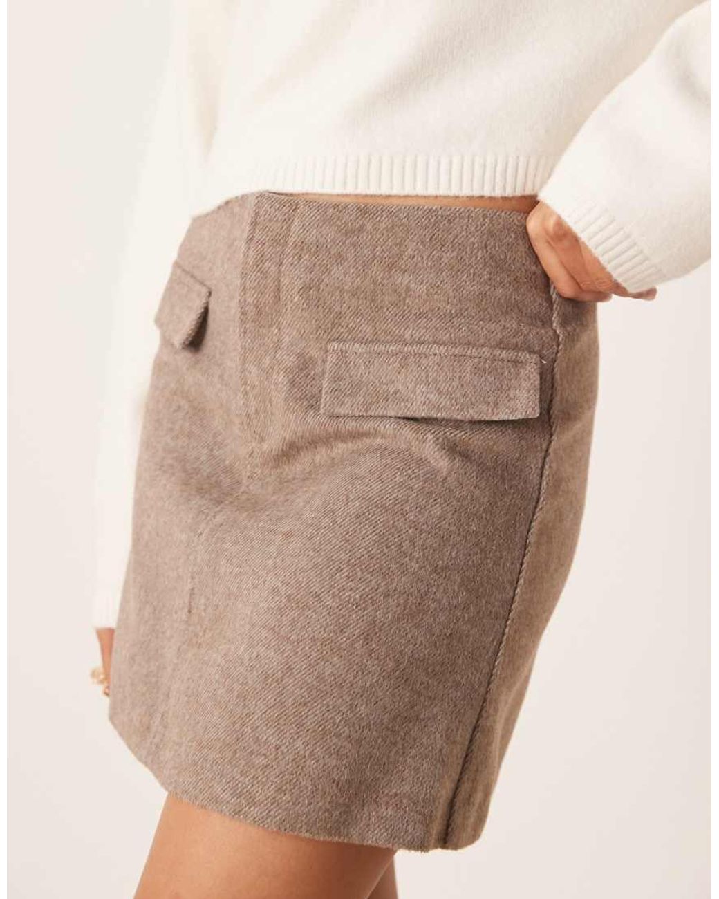 Gina Tricot Natural Hairy Tailored Mini Skirt