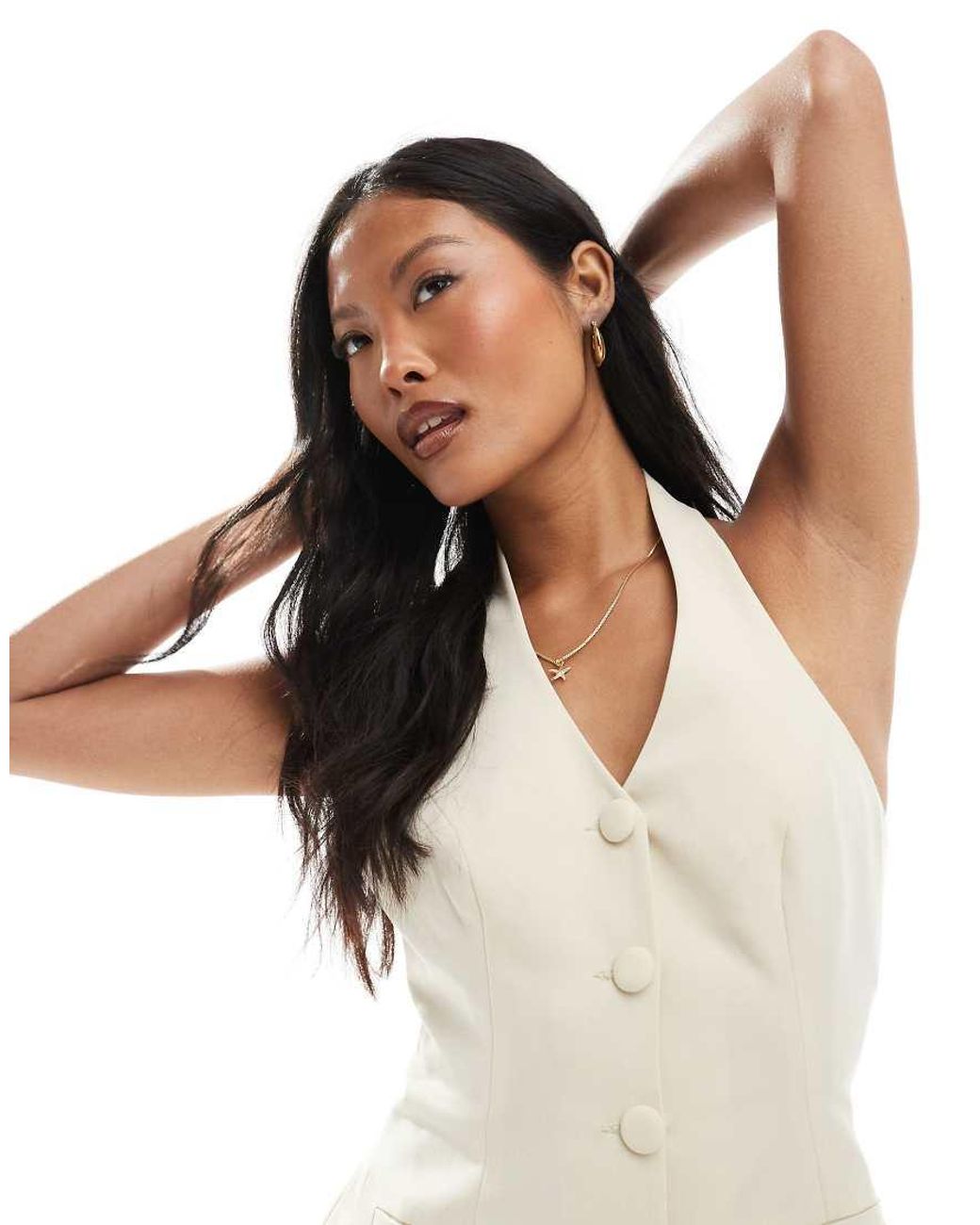 Miss Selfridge White Tailored Halter Mini Dress