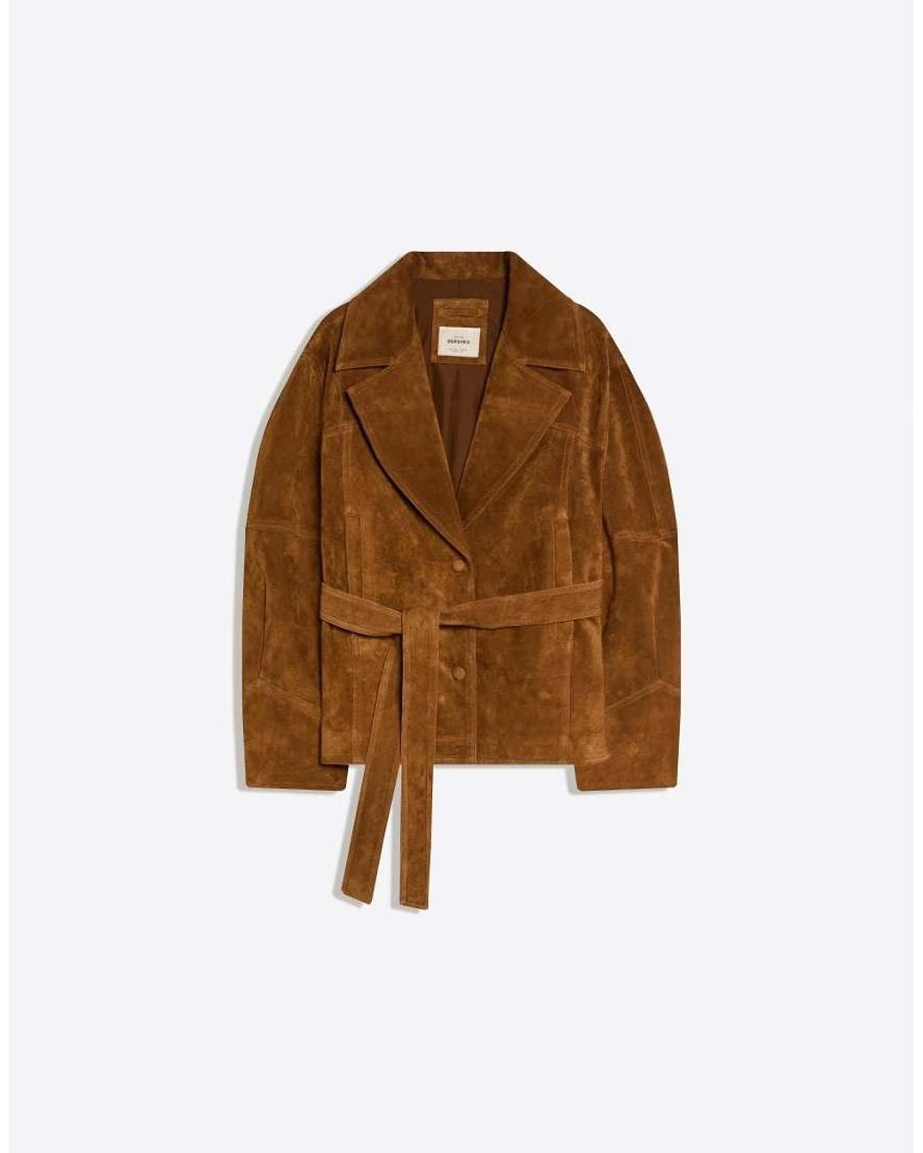 Bershka Blue Suede Jacket With Belt