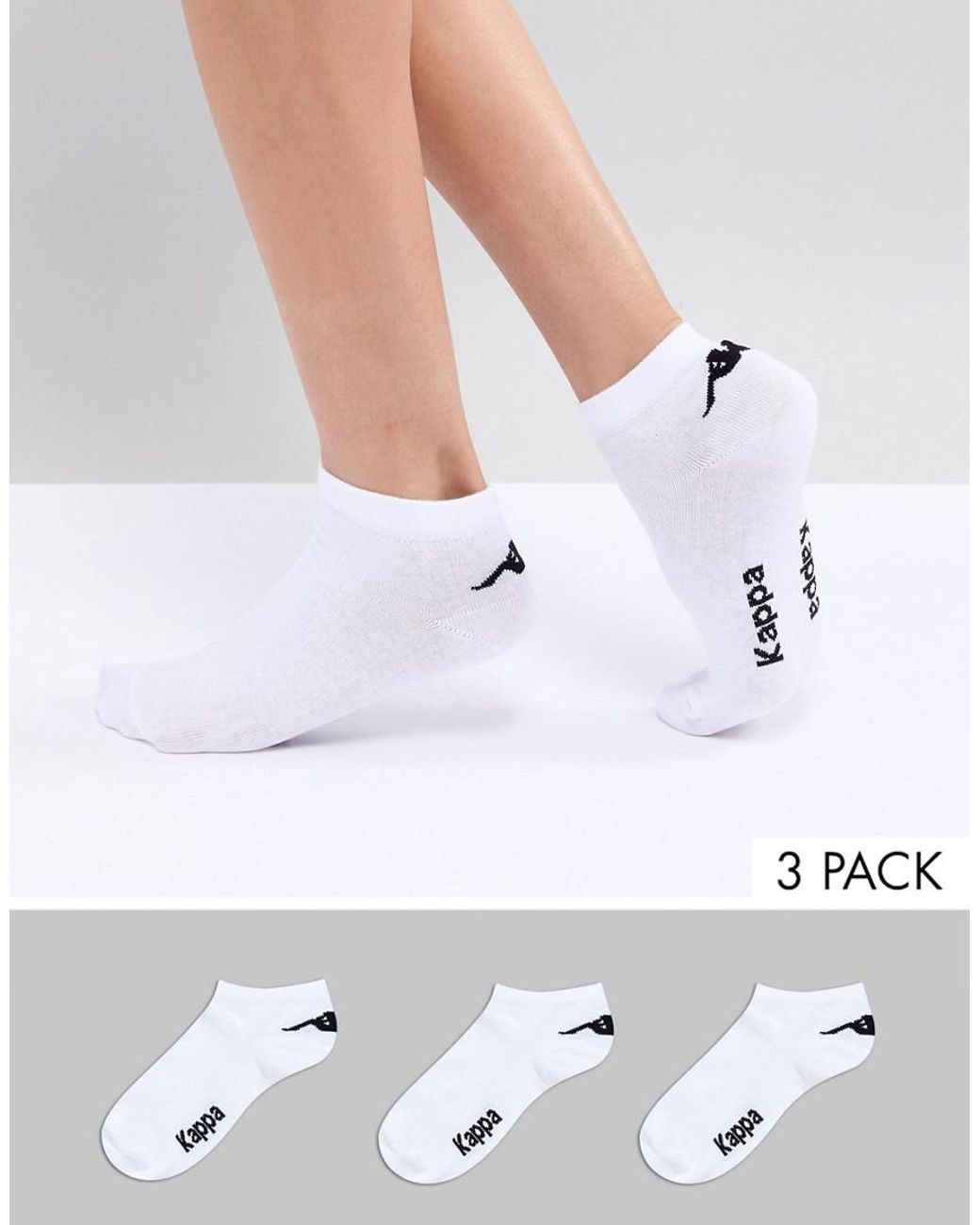 Kappa 3 Pack Ankle Socks in White | Lyst