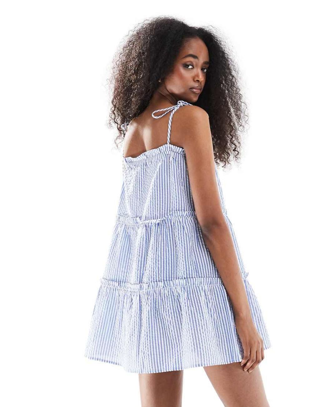 Wednesday's Girl Blue Striped Cami Mini Dress