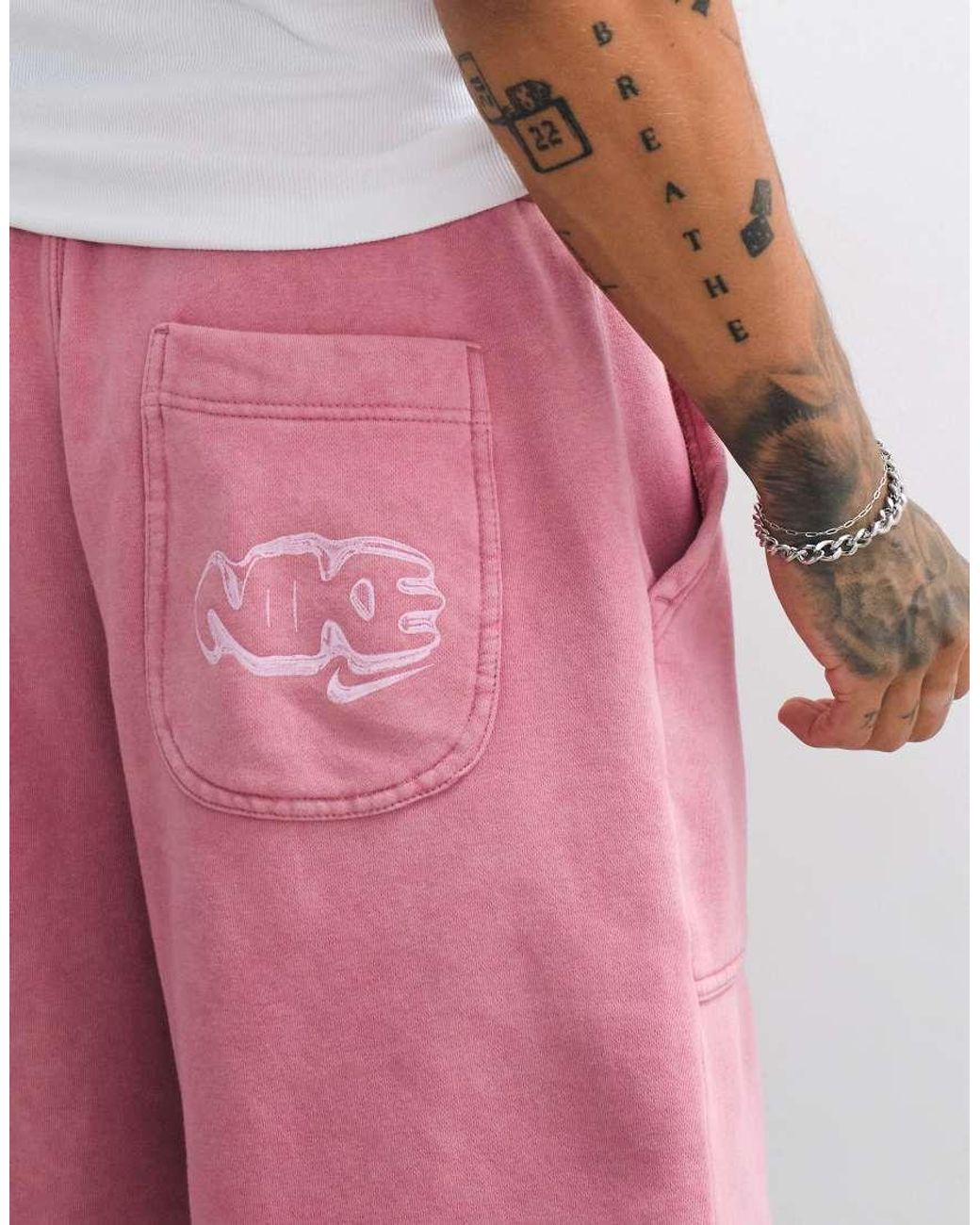 Nike White Street Jersey Logo Back Pocket Shorts for men