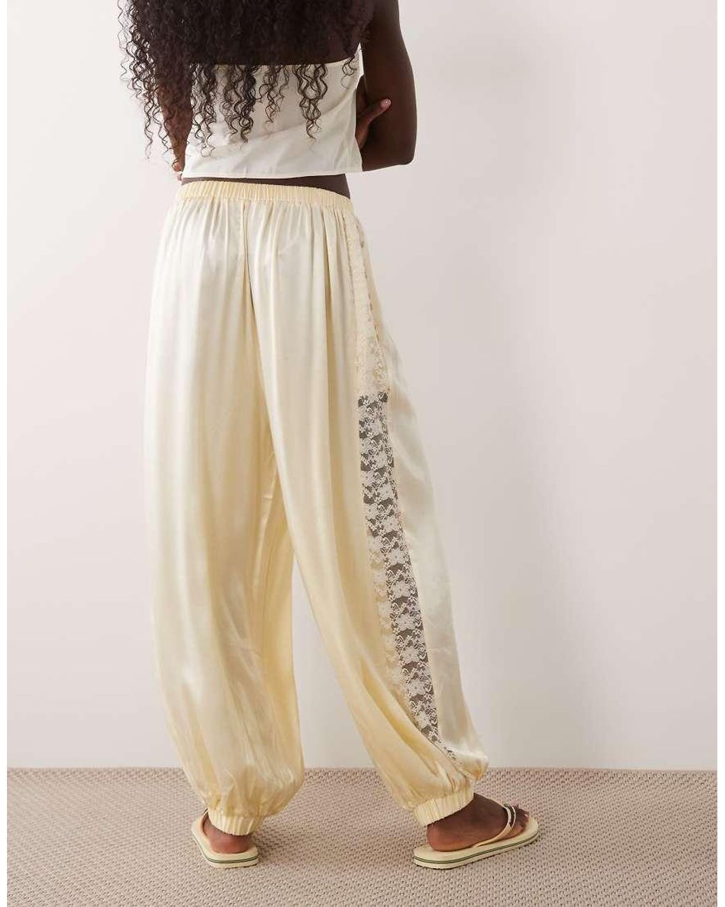 Miss Selfridge Natural Lace Detail Satin Balloon Pants