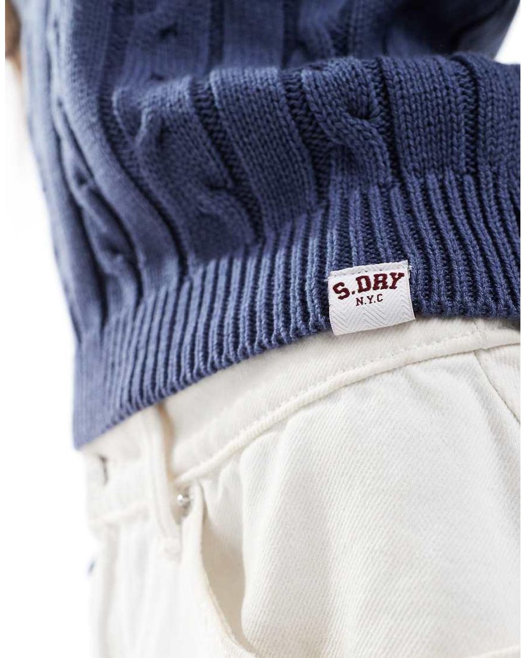 Superdry Blue Essentials Slim Cable Jumper
