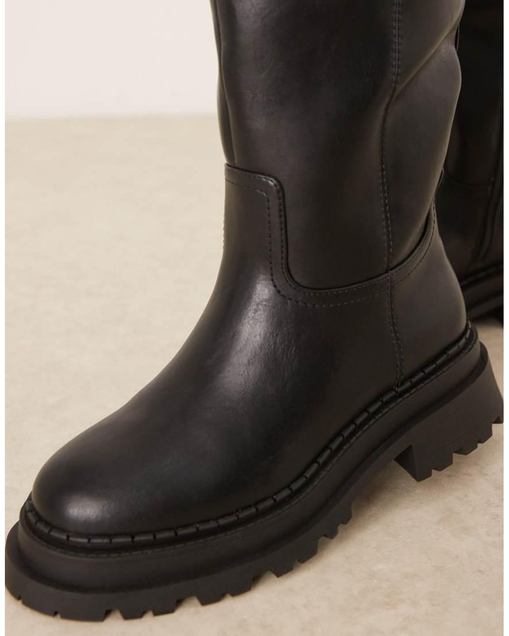 ASOS Black Curve Cecilia Chunky Flat Knee Boots