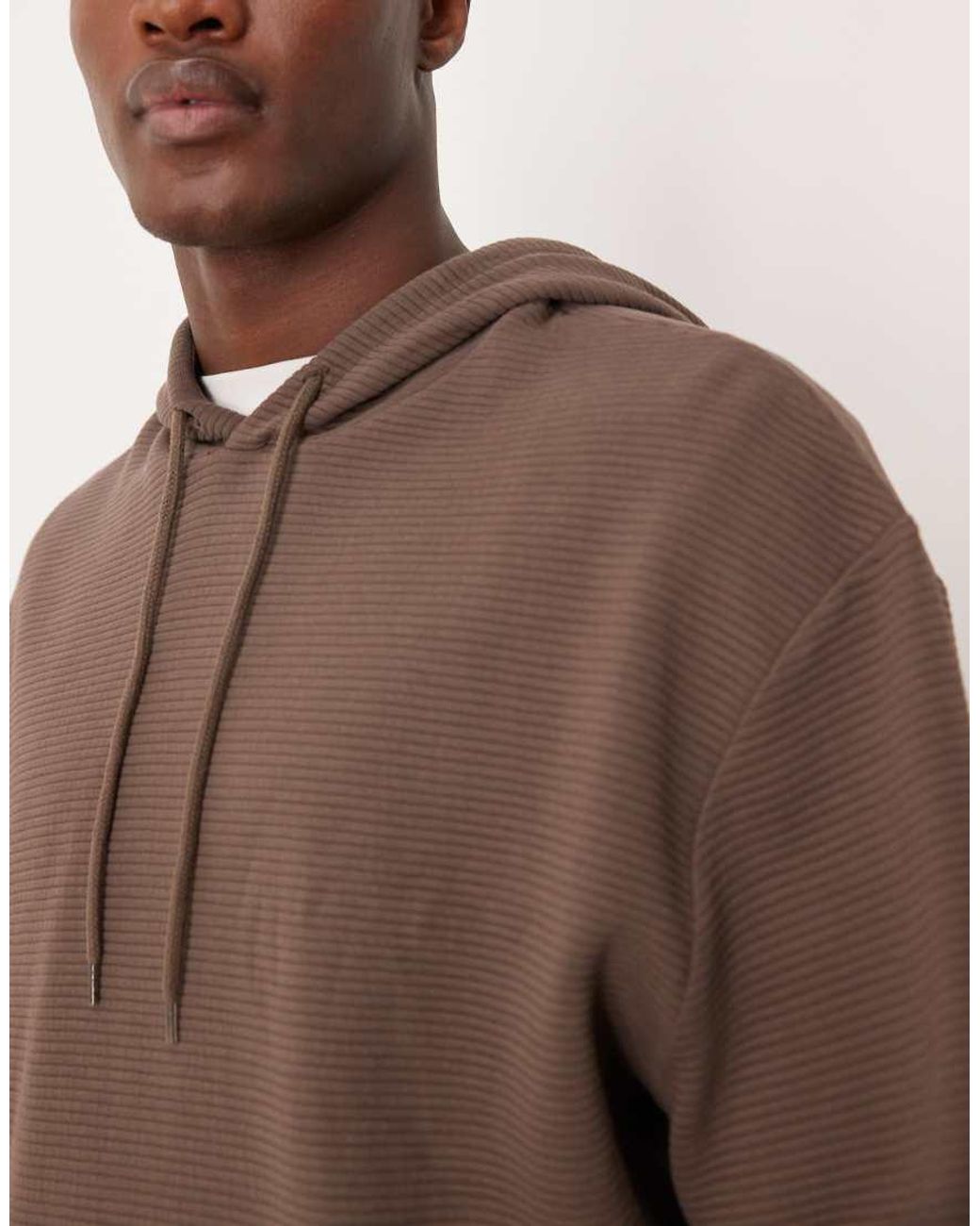 ASOS Brown Heavyweight Relaxed Zip Through Hoodie for men