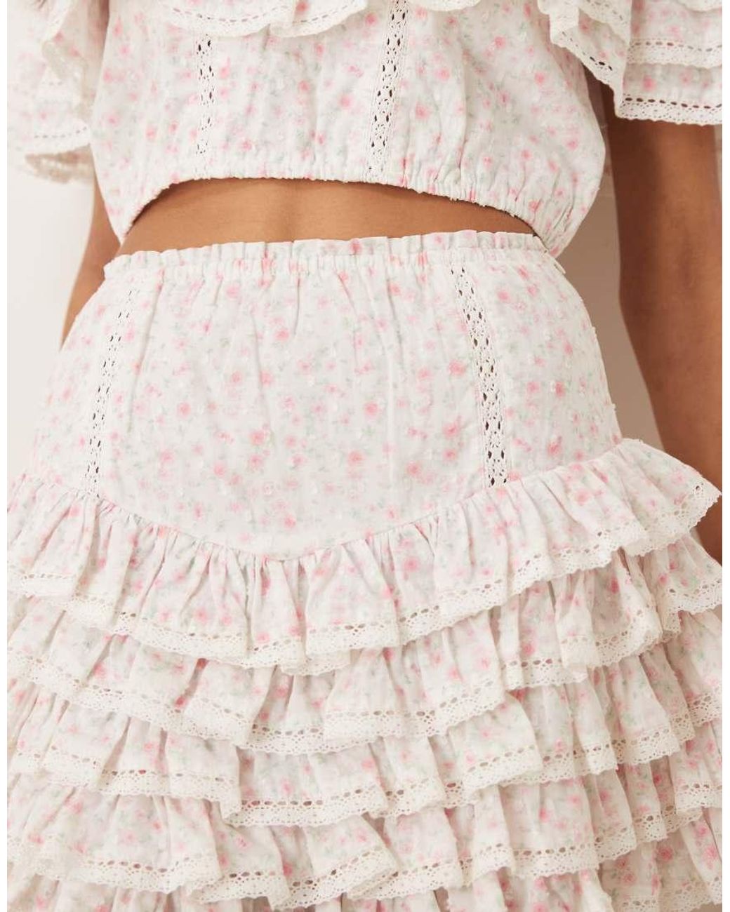 Amy Jane London Natural Gaia Frill Mini Skirt Co-ord