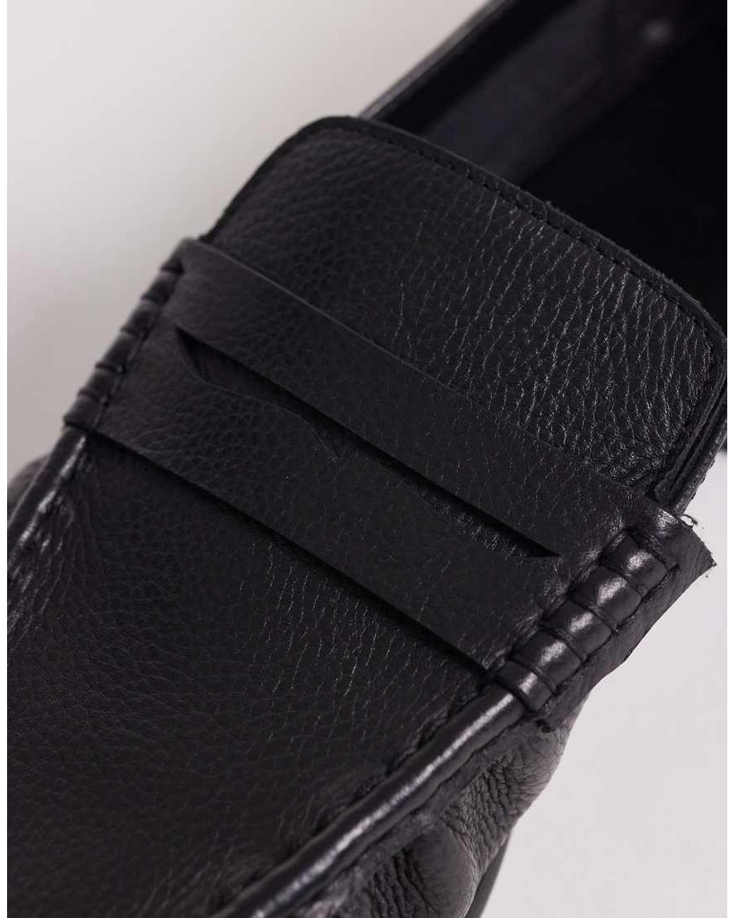 ASOS Black Penny Loafer With Ruching for men