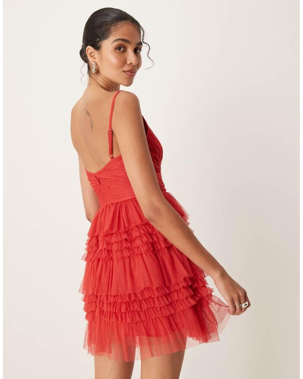 ANAYA Red Ruffle Cami Mini Dress
