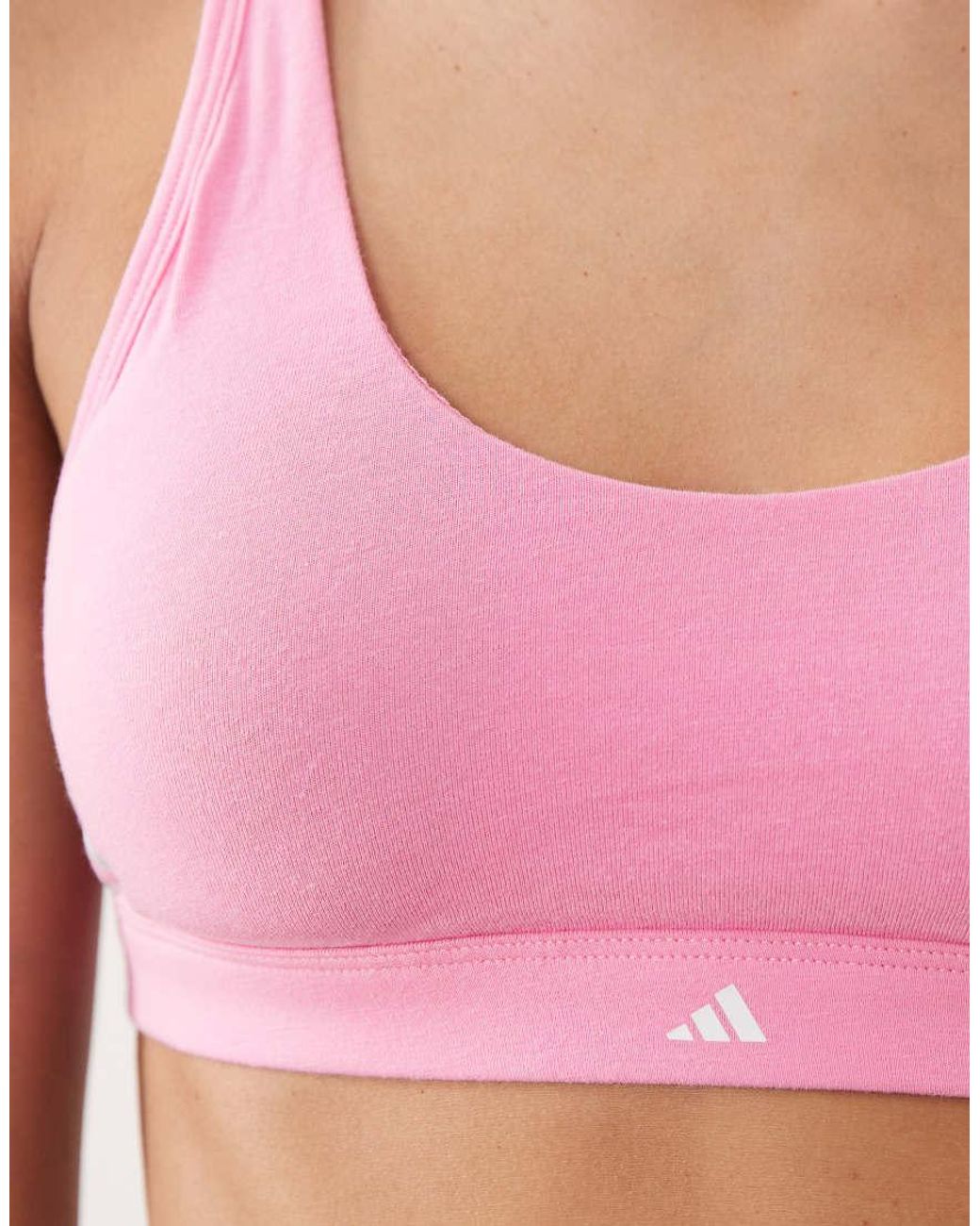 Adidas Pink Sports Active Essentials Stripes Scoop Bralet