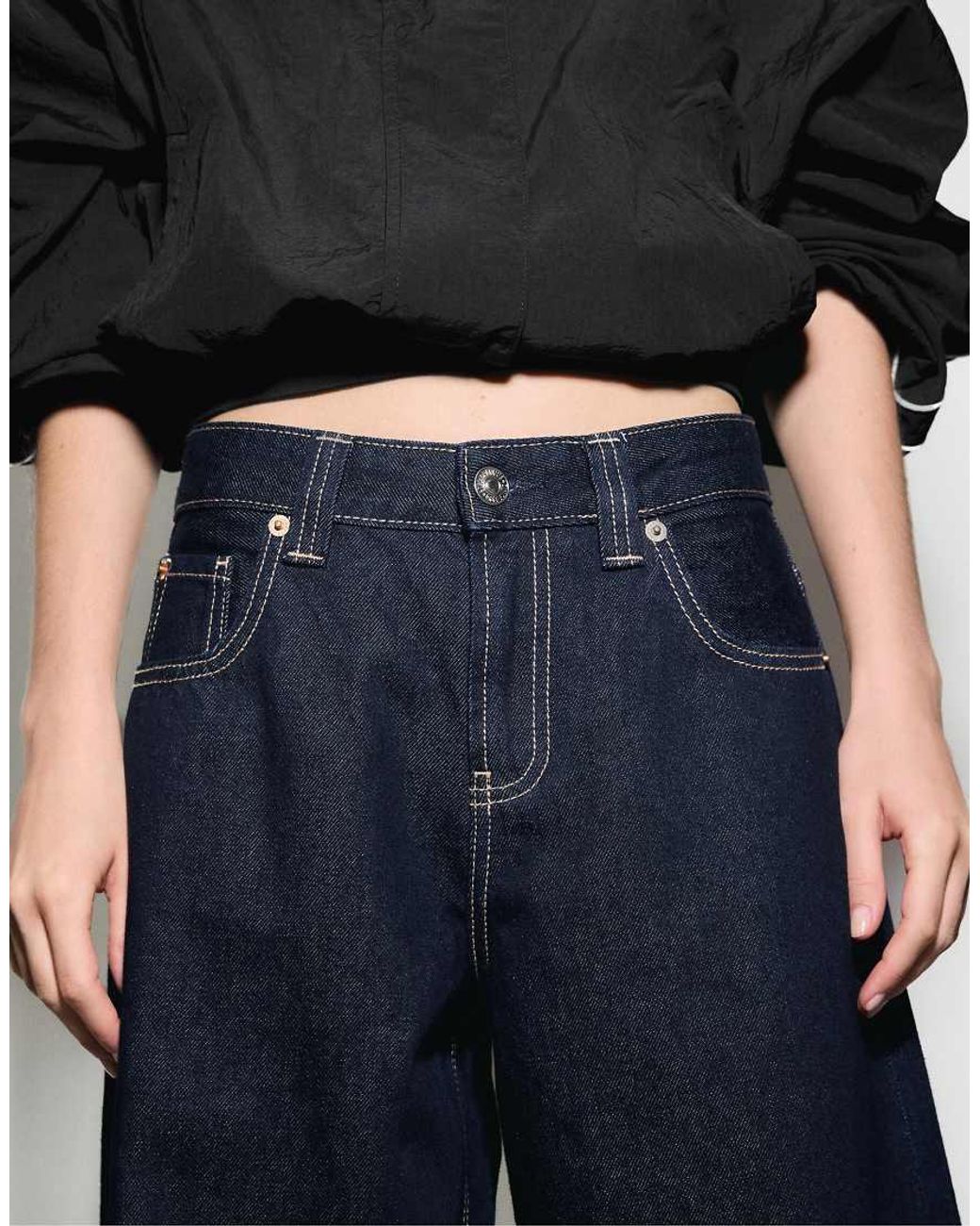 Stradivarius Blue D80 Barrel Fit Jeans