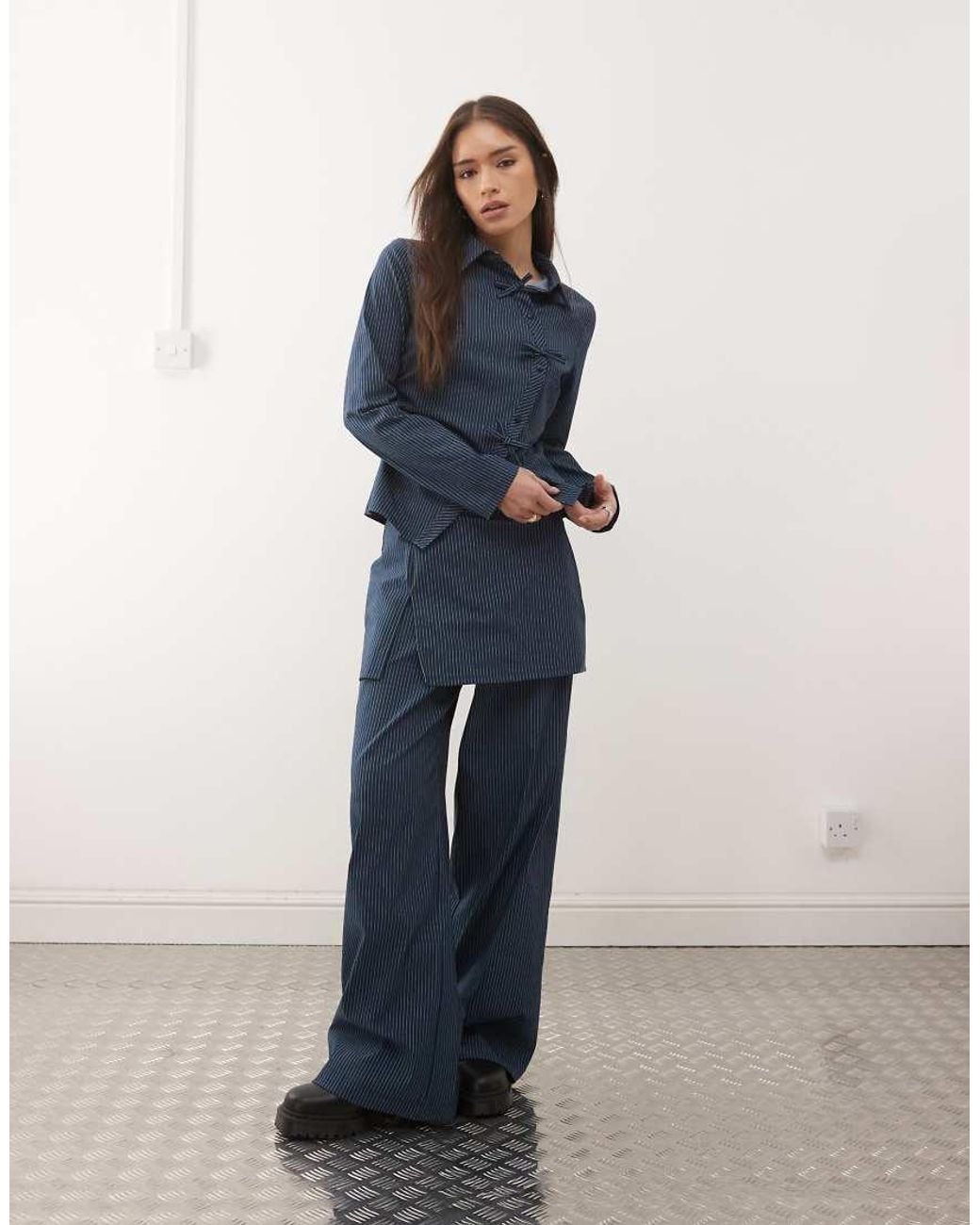 Reclaimed Vintage Blue Skirt Trousers With Split