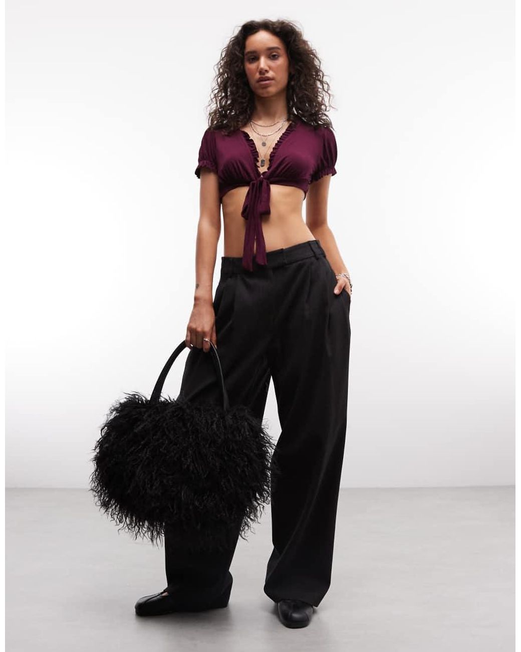 Reclaimed Vintage Multicolor Tie Front Cropped Top