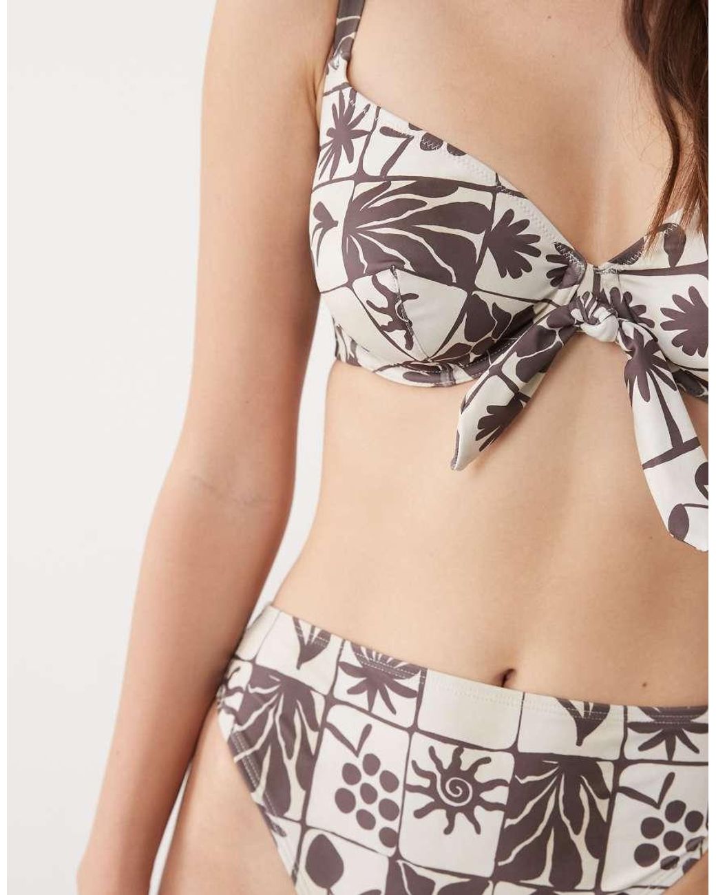 ASOS Brown Fuller Bust Lea Underwired Bikini Top With Tie Detail