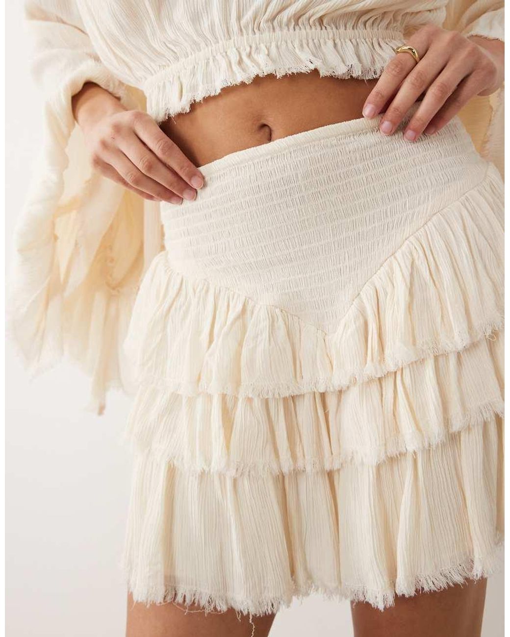 Miss Selfridge Natural Boho Layered Shorts