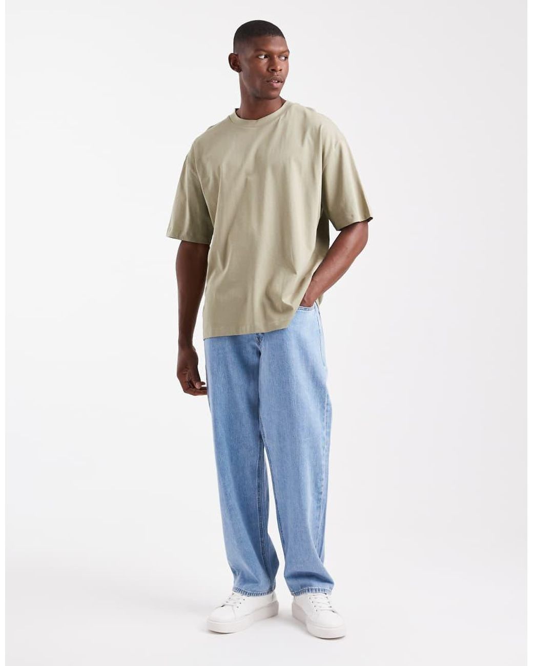 ASOS Natural Essentials Oversized Crew Neck T-Shirt for men
