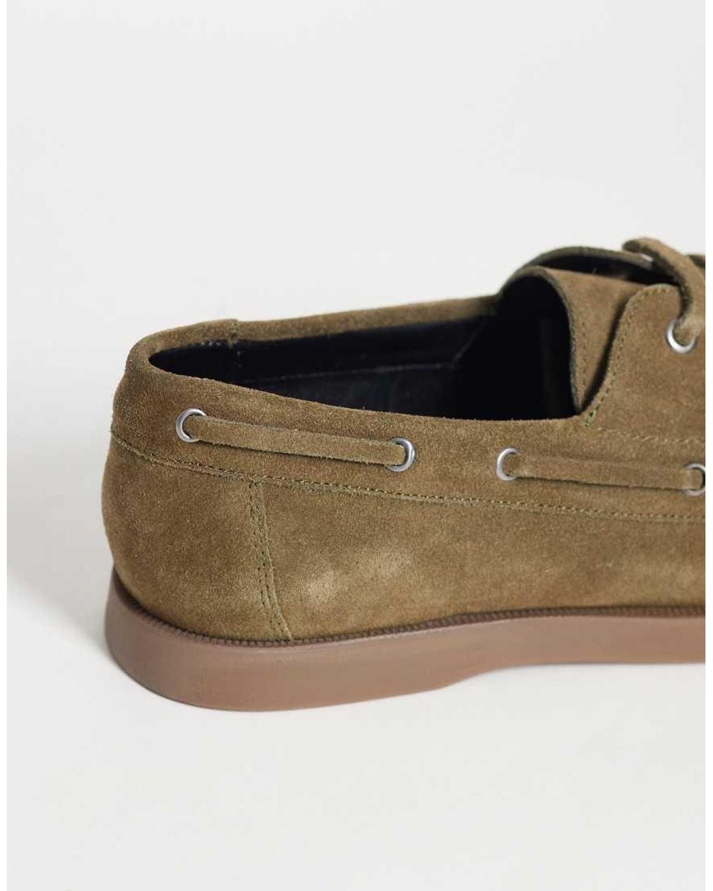 ASOS Brown Lace Up Boat Shoe With Gum Sole for men